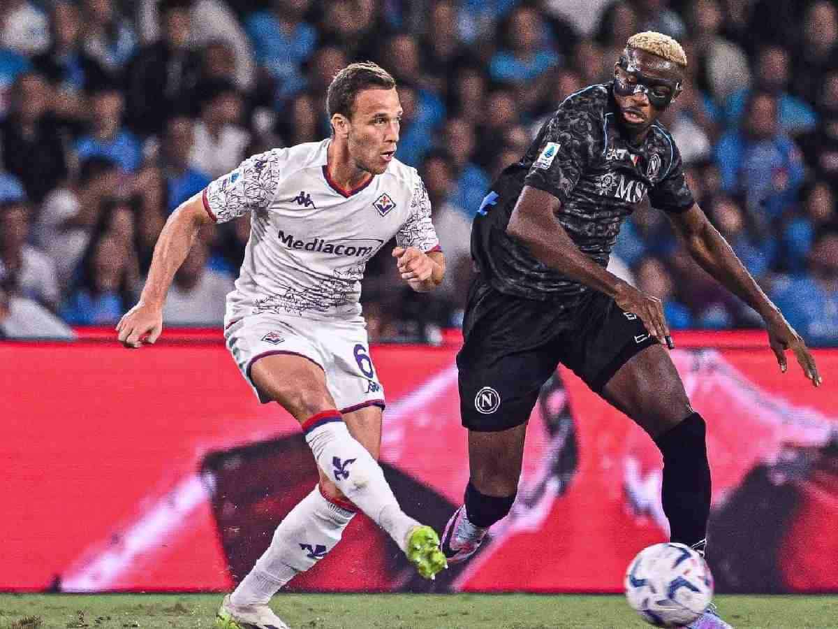 Victor Osimhen and Arthur Melo during the game.