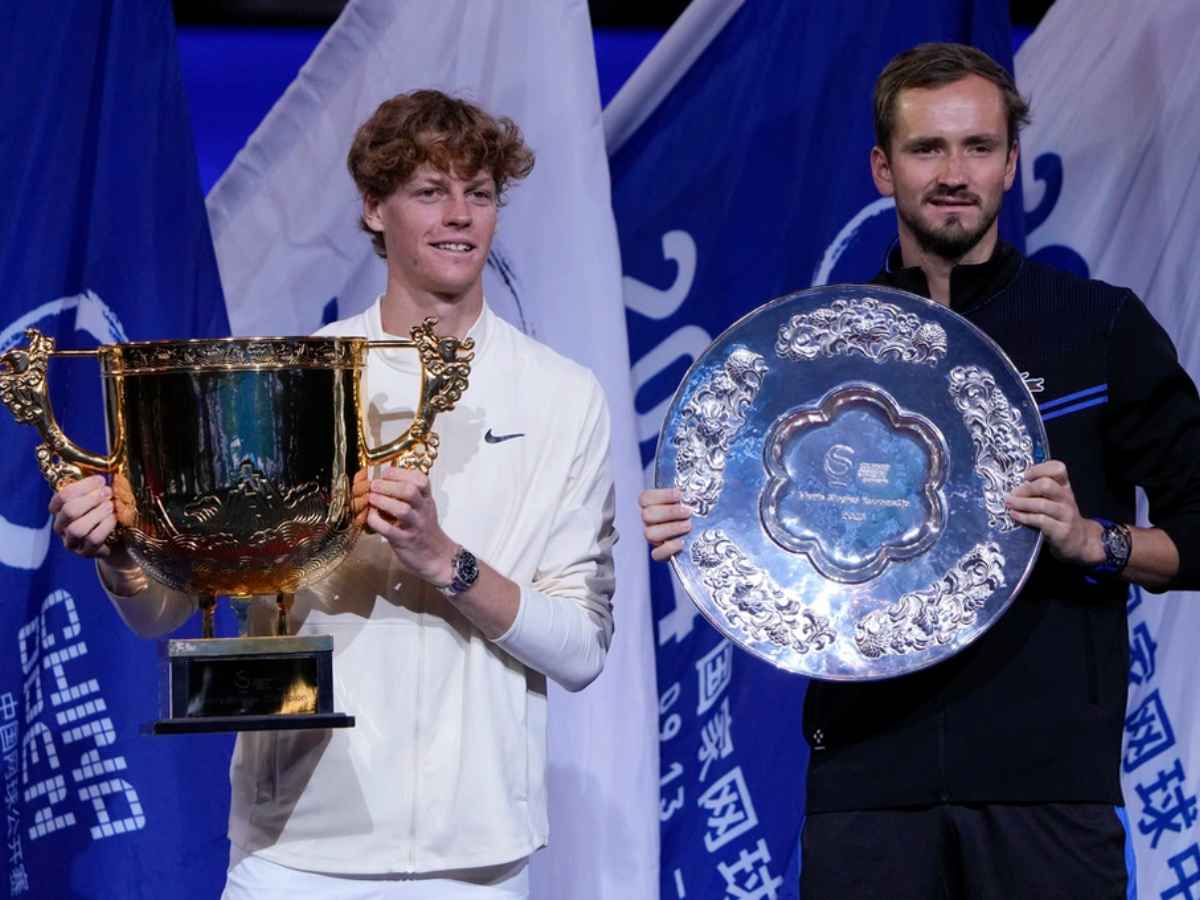 WATCH: Daniil Medvedev soaks Jannik Sinner in champagne following 2023  Vienna Open loss