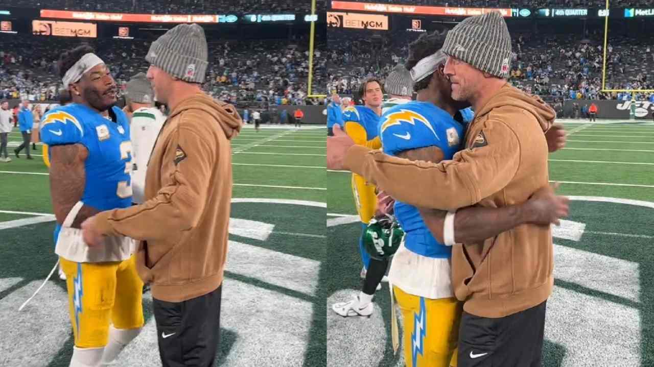 WATCH: Aaron Rodgers has a solid ‘5-word’ response when Chargers’ Derwin James quizzed him over his exact return date