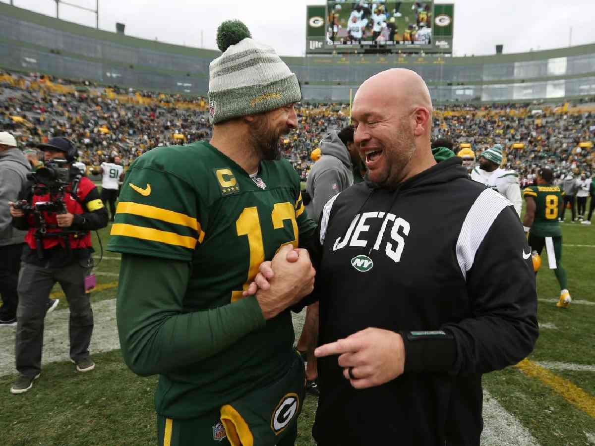 Aaron Rodgers with Nathaniel Hackett