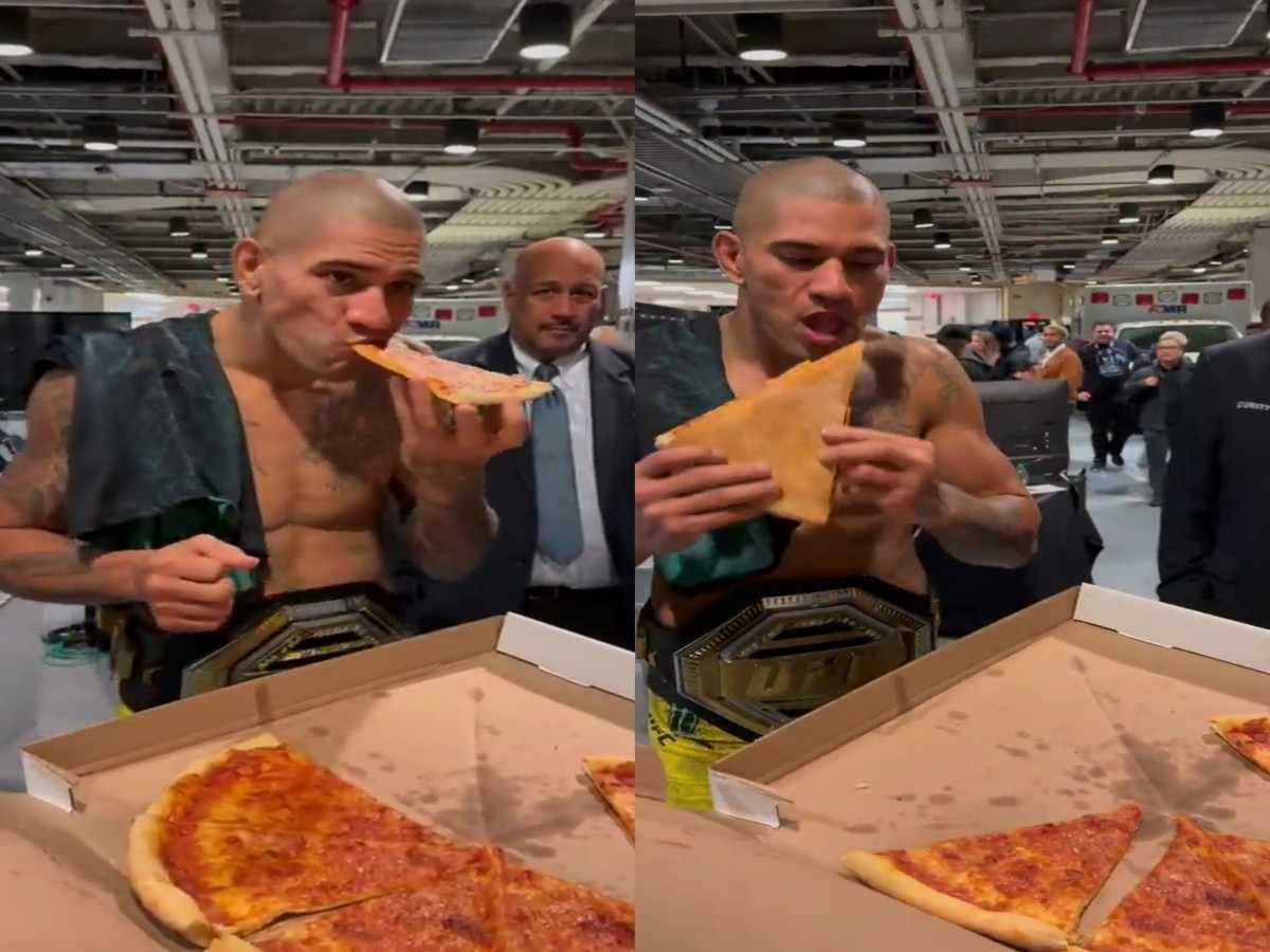 WATCH: UFC 295 star Alex Pereira devours New York style pizza after HISTORIC Madison Square Garden title win 