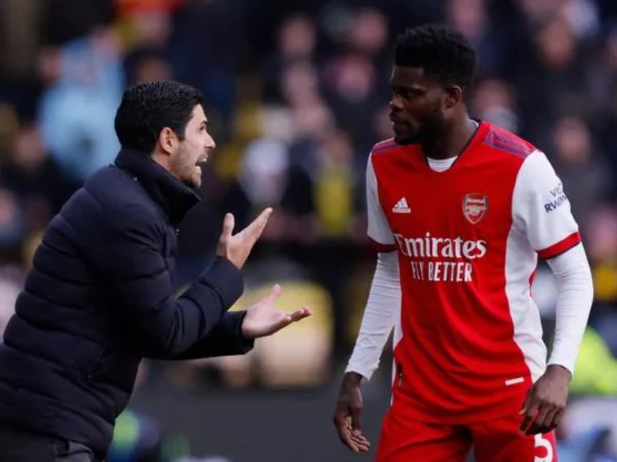 Arsenal's Mikel Arteta and Thomas Partey