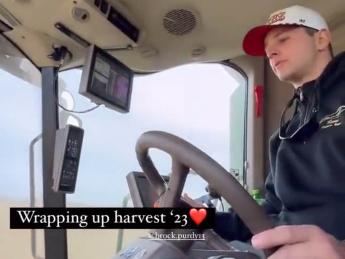 WATCH: 49ers QB Brock Purdy helps fiancee Jenna Brandt wrap up the harvest at Iowa farm as he steps aside from football dring bye week