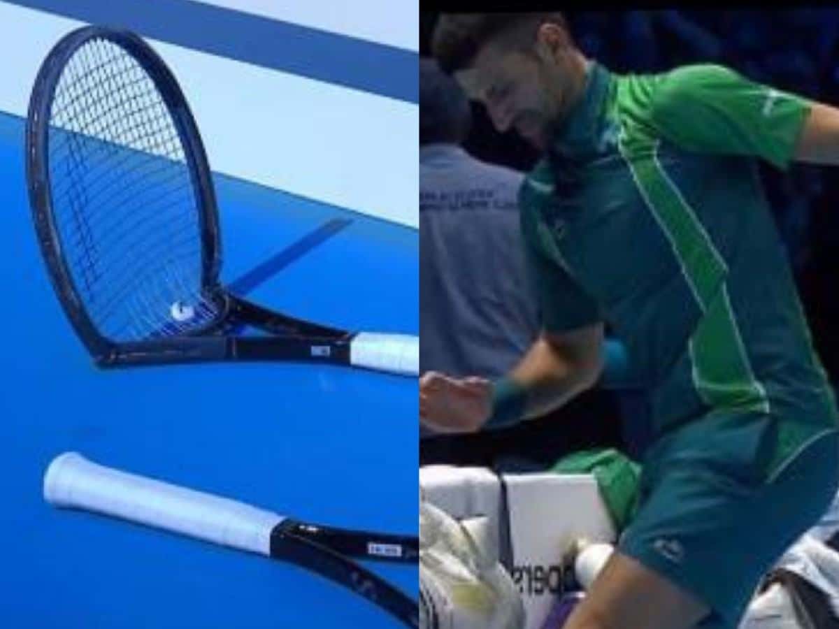 Broken rackets, Novak Djokovic mid-match at Nitto ATP Finals 2023