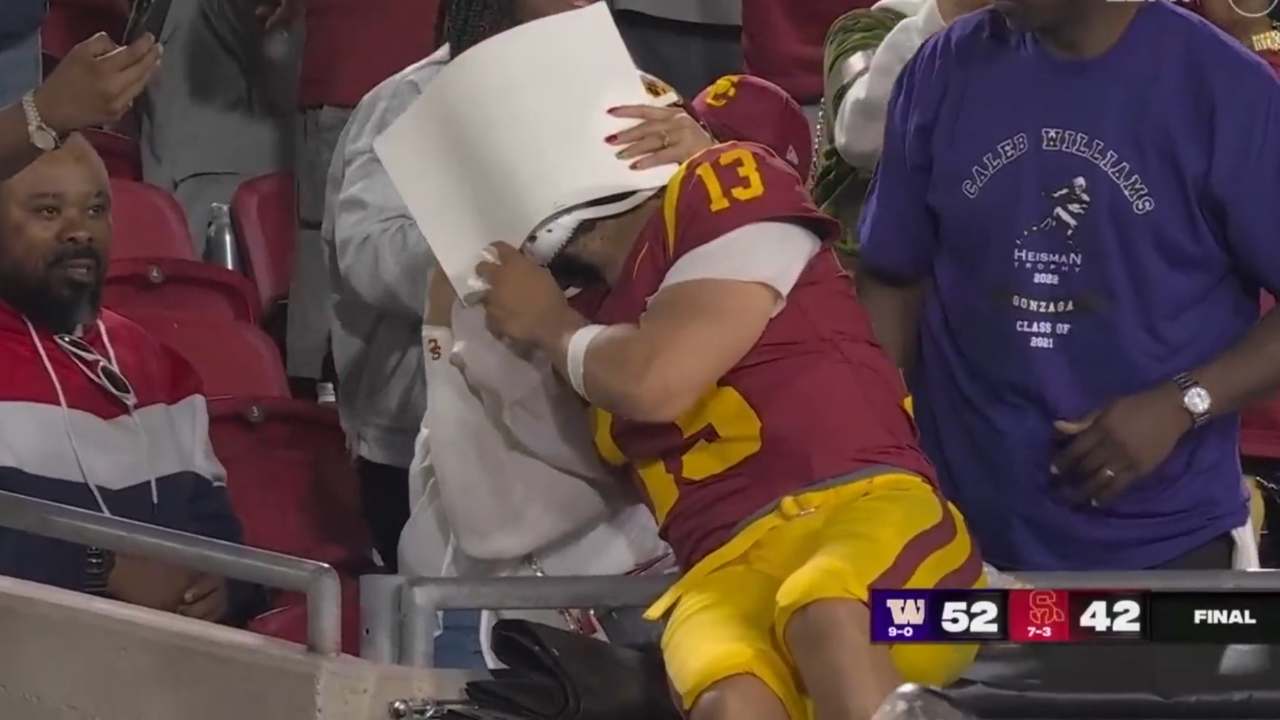 WATCH: Emotional Caleb Williams breaks down in tears following USC’s 42-52 loss to Washington