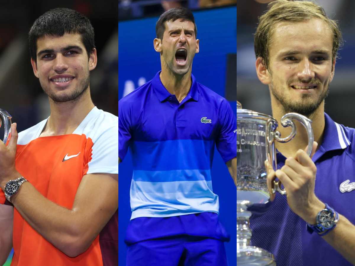 Carlos Alcaraz, Novak Djokovic, Daniil Medvedev