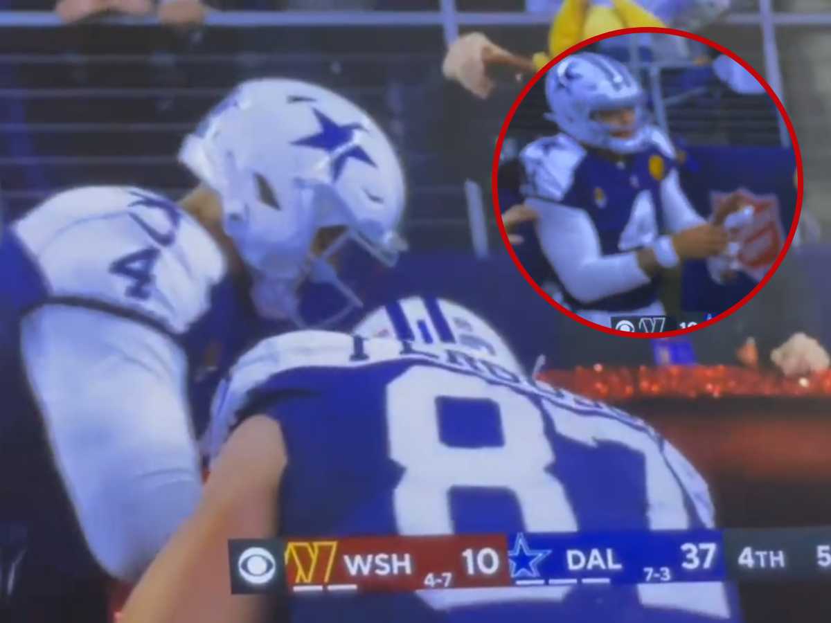 WATCH: Dak Prescott enjoys a turkey leg mid-game during Cowboys’ big win over the Commanders on Thanksgiving