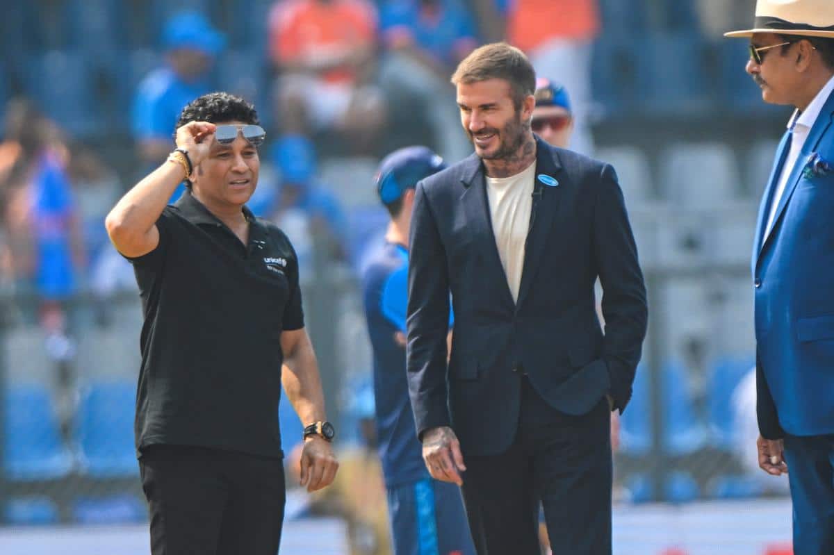 Sachin Tendulkar and David Beckham at the Wankhede