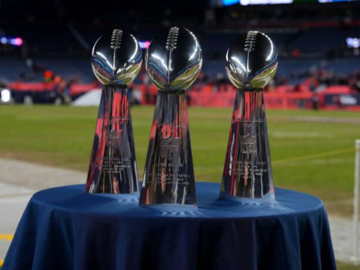 Denver Broncos Super Bowl three trophies