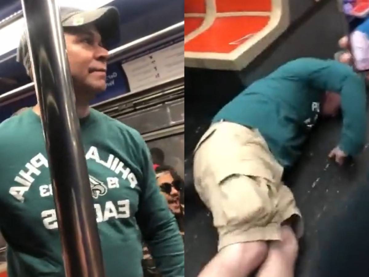 WATCH: Video of Eagles fan getting punched ‘hard’ in front of his wife on the subway goes viral on social media