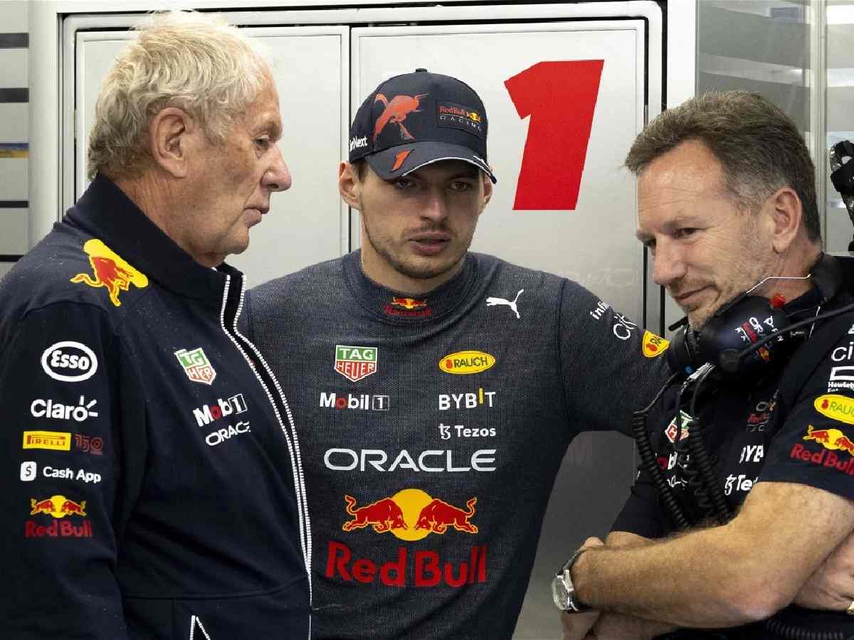 Helmut Marko, Max Verstappen, and Christian Horner