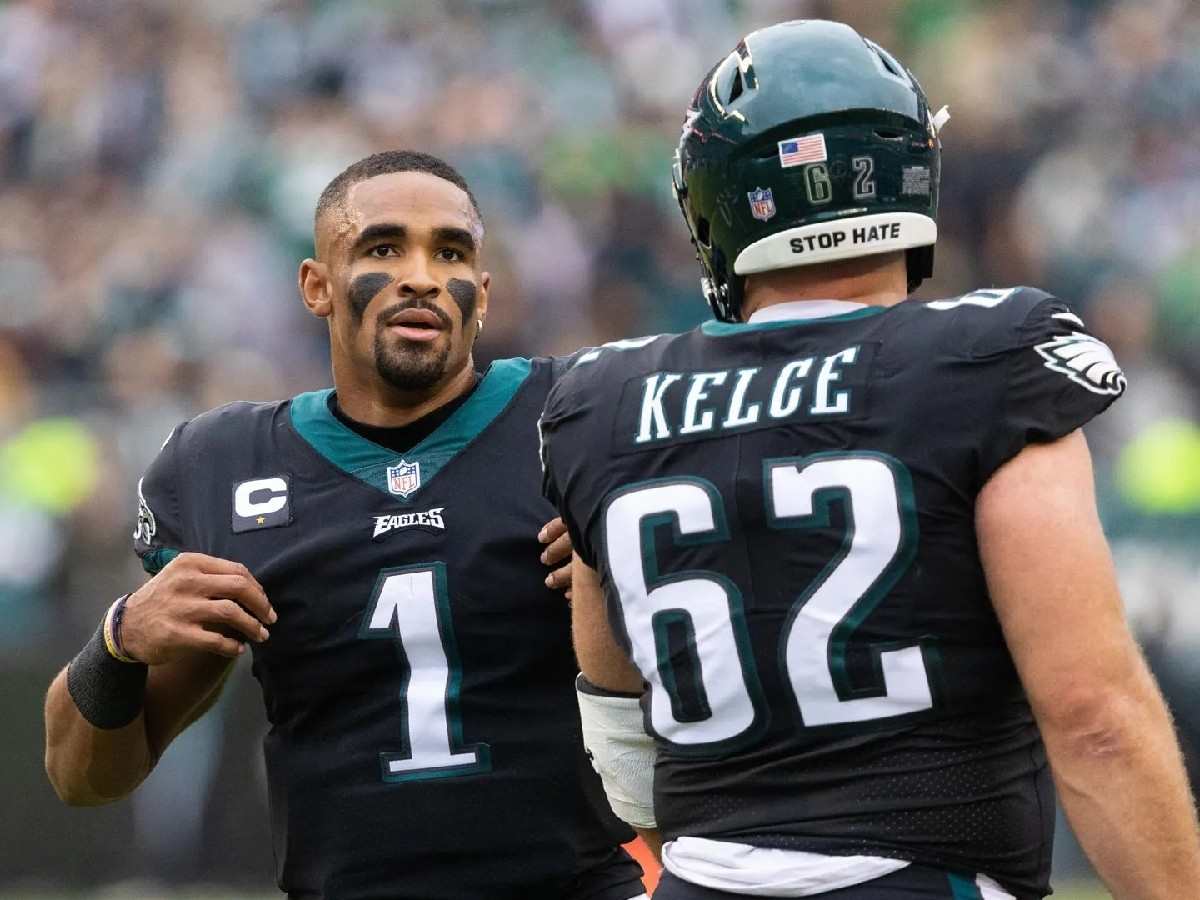 Jalen Hurts and Jason Kelce