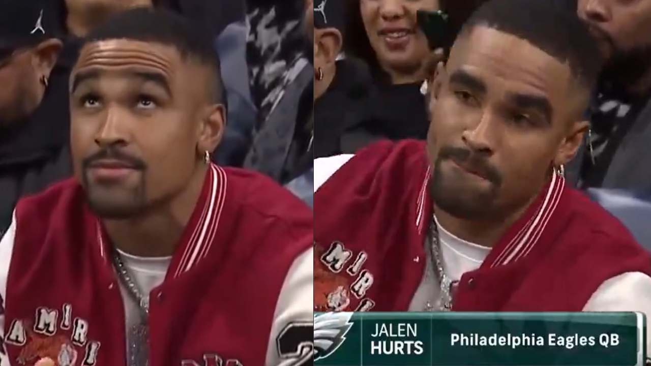 WATCH: Eagles QB Jalen Hurts graces his presence at Wells Fargo Center to see 76ers annihilate LeBron James’ Lakers by 44 points