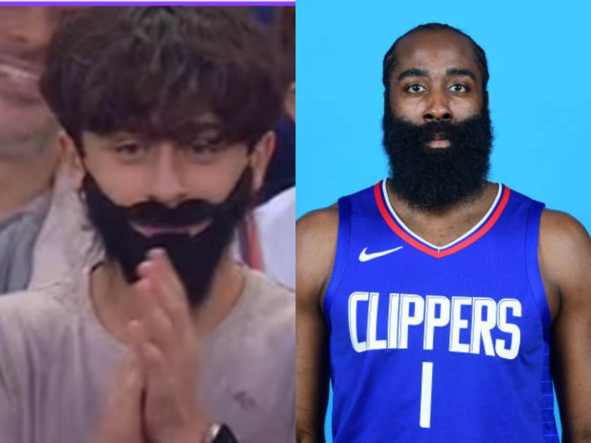 James Harden encounters HILARIOUS fan with fake beard on Clippers debut game