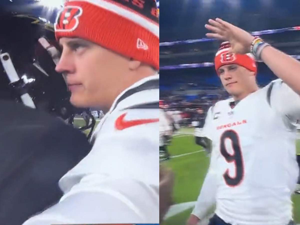 WATCH: Bengals QB Joe Burrow uses his left hand to dap up Lamar Jackson after the Ravens game indicating the seriousness of his injury