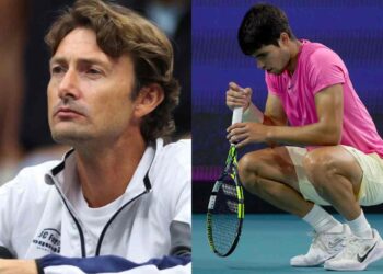 Juan Carlos Ferrero (L), Carlos Alcaraz (R)
