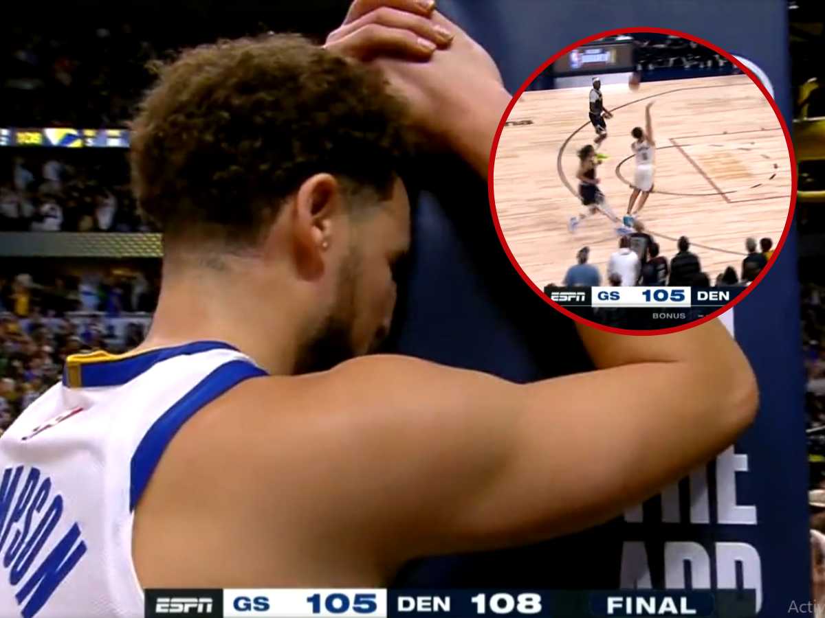 WATCH: Klay Thompson’s EMBARASSING miss against Denver Nuggets that left 4X champ sulking on court