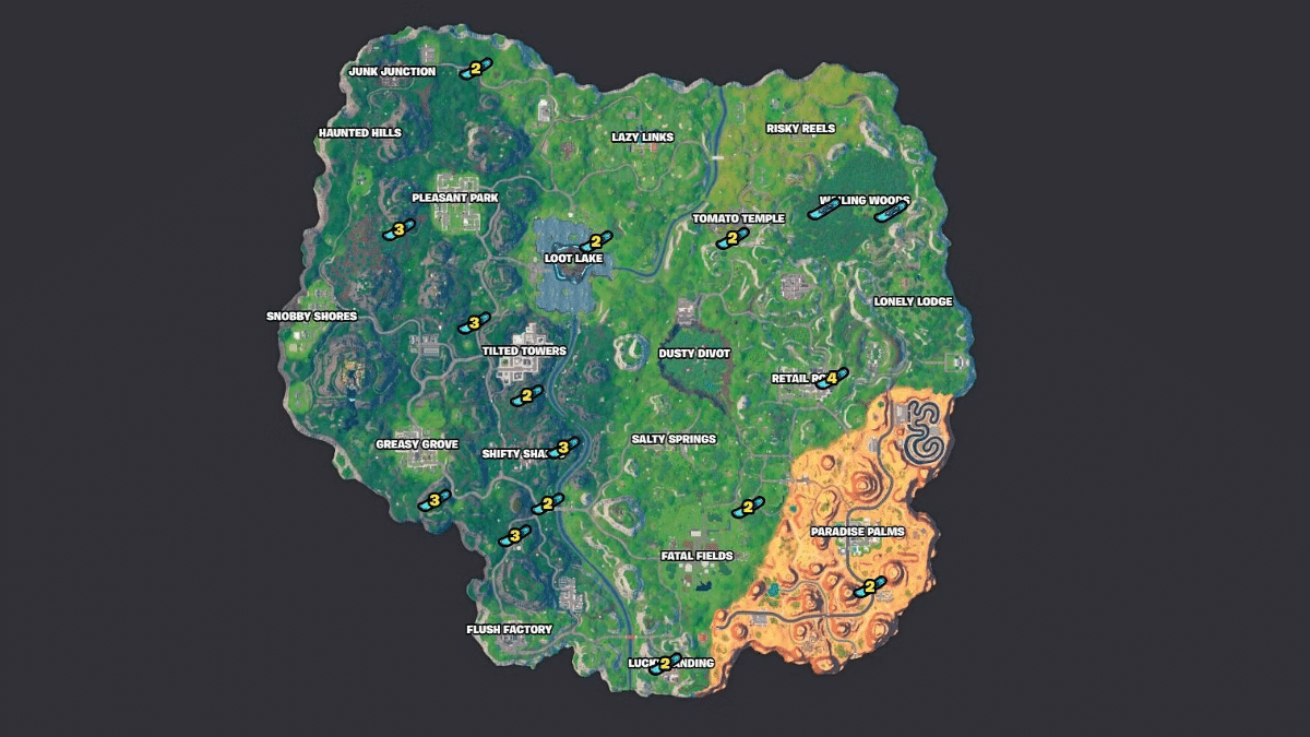 Locations Hoverboards in Fortnite