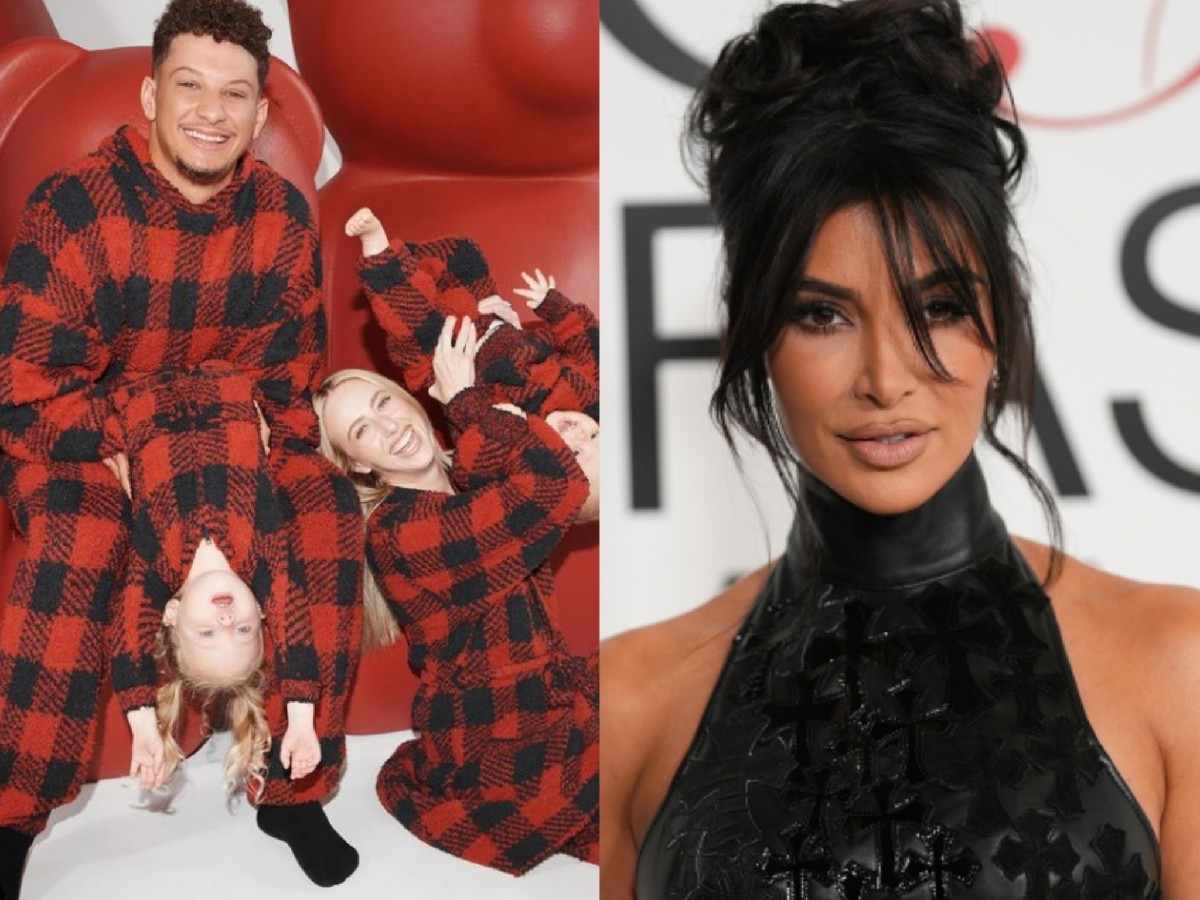 Patrick Mahomes endorses Kim Kardashian’s SKIMS with wife Brittany in red clothing