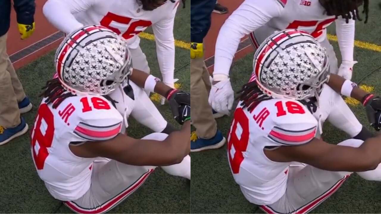 WATCH: Marvin Harrison Jr. left heartbroken on the field after Ohio State lost to Michigan 24-30