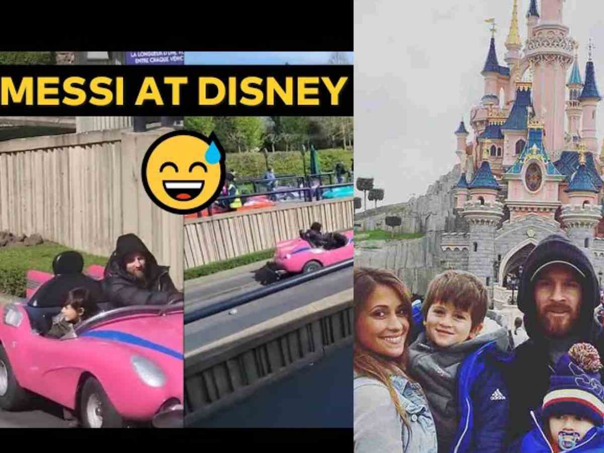 WATCH: Lionel Messi drives around in PINK CAR at Disney World with his kids