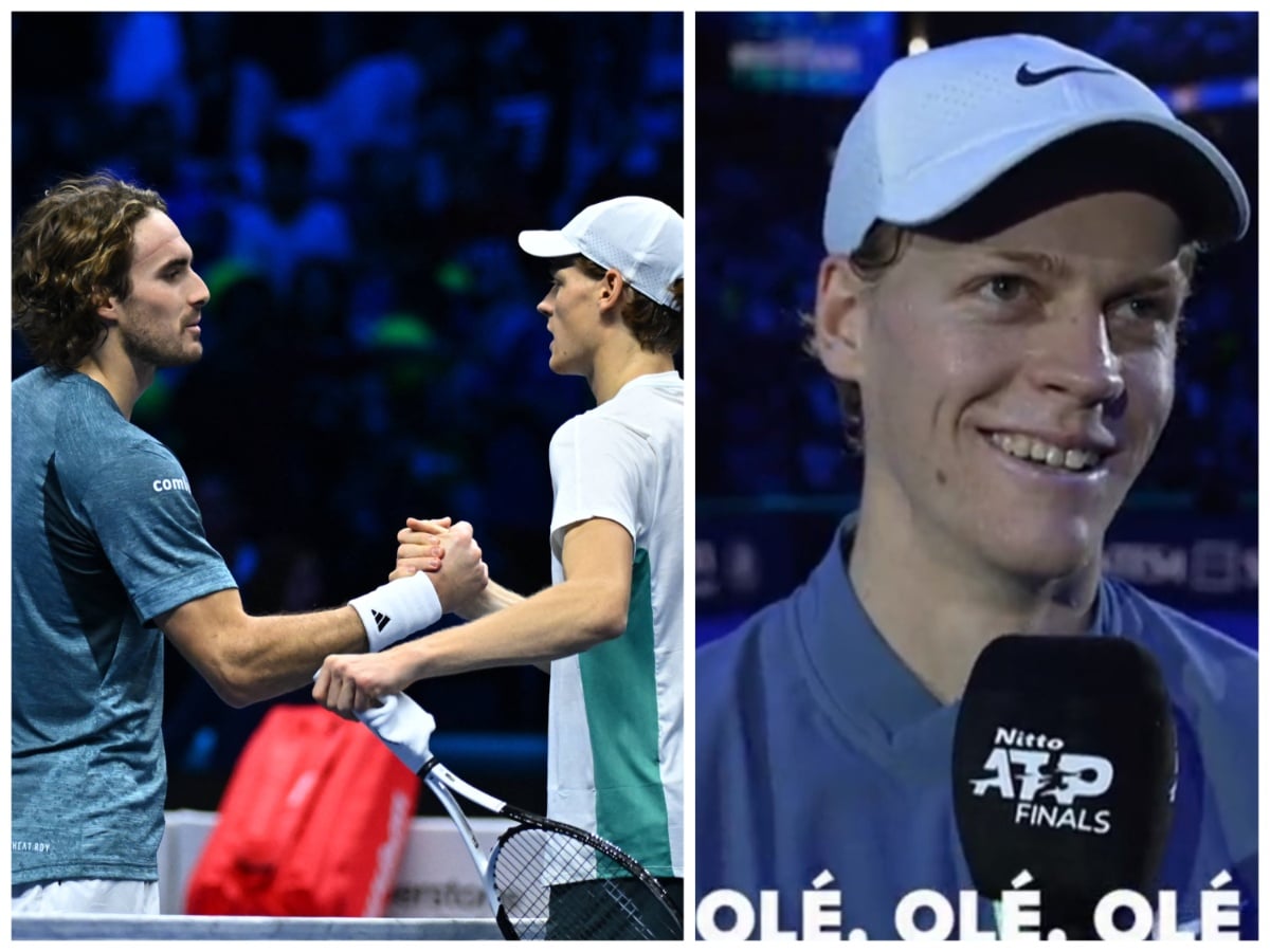 WATCH: Jannik Sinner gets serenaded by his home crowd following his debut win at the 2023 ATP Finals against Stefanos Tsitsipas 