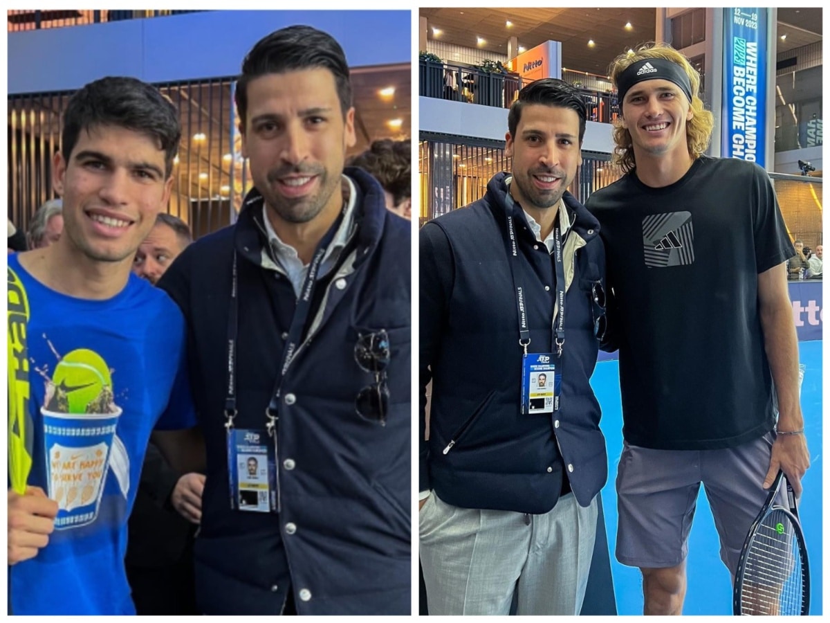 Carlos Alcaraz and Alexander Zverev meet German soccer star Sami Khedira ahead of their opening clash at the 2023 ATP Finals 