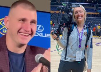 Nikola Jokic and Taylor Vincek.