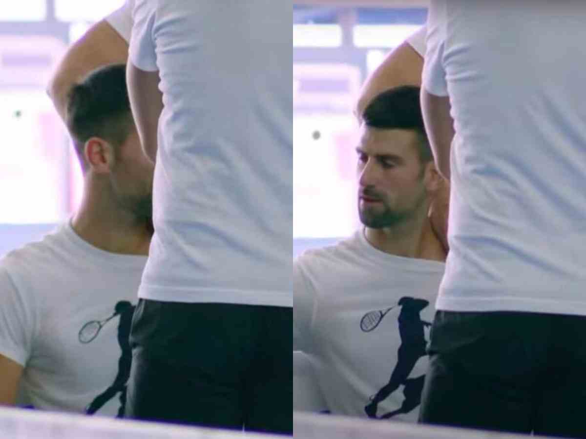 Novak Djokovic’s team give rise to speculations after they cover him from cameras after his practice session with Carlos Alcaraz at the ATP Finals