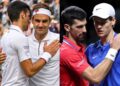 Novak Djokovic, Roger Federer and Jannik Sinner