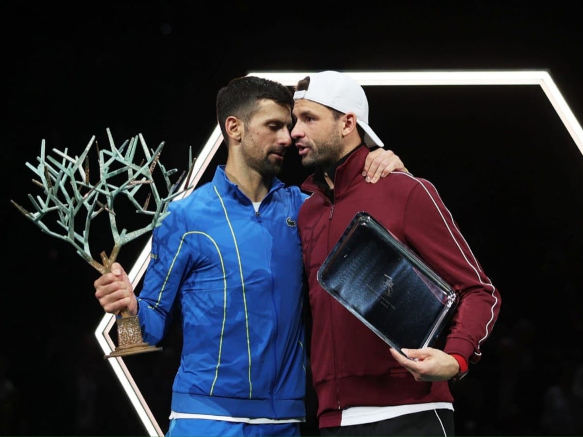 Novak Djokovic shows his class in wishing success for Grigor Dimitrov after defeating the Bulgarian to win the 2023 Paris Masters