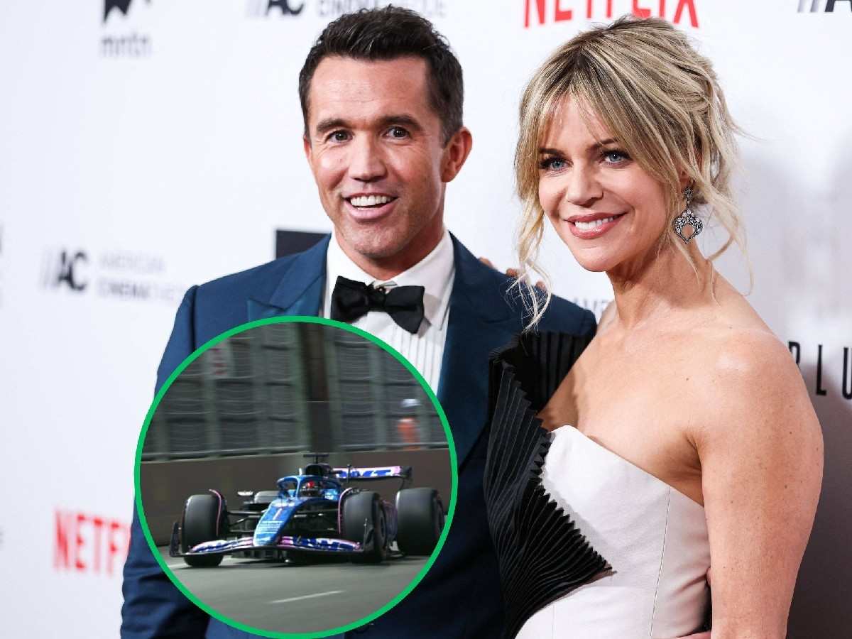 Kaitlin Olson’s $50 million worth Hollywood actor husband Rob McElhenney spotted at the Las Vegas GP in the Alpine garage