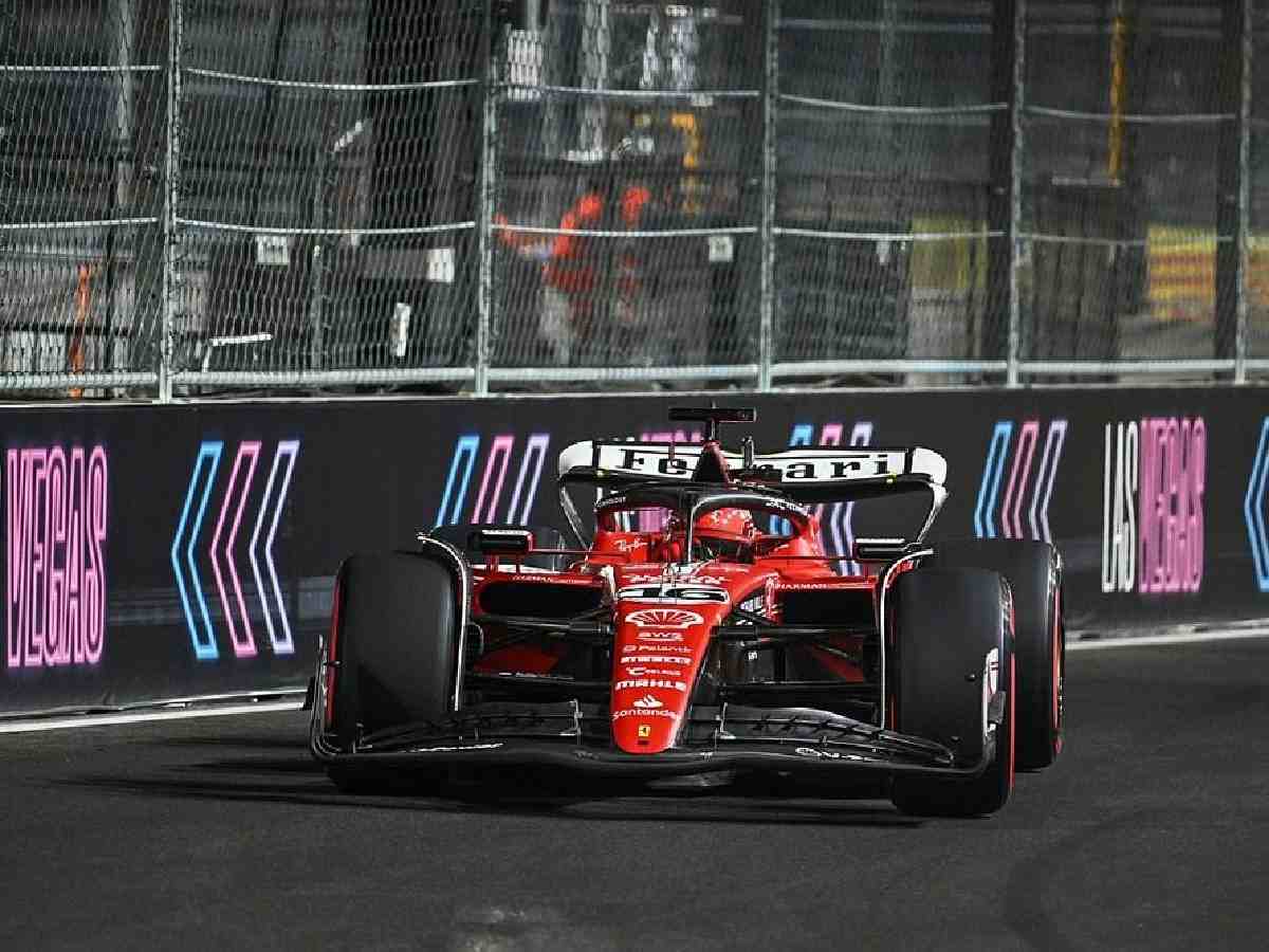 Charles Leclerc's Ferrari at the Las Vegas GP