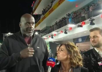 Shaquille O'Neal at the Las Vegas GP Pitlane.
