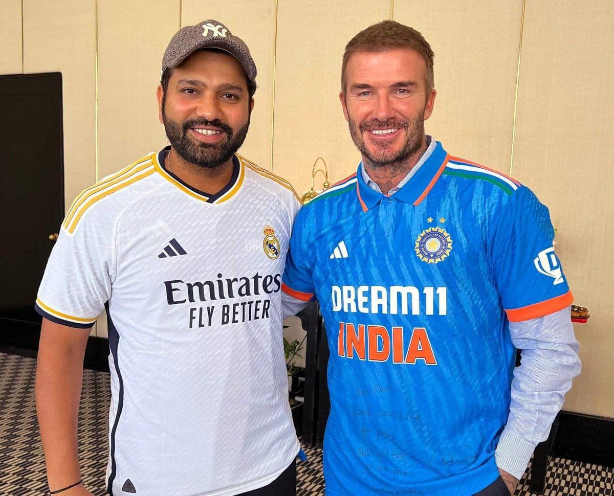 ‘2 GOATS in one frame’ – Photos of David Beckham and Rohit Sharma swapping jerseys leave fans in SPLITS; here’s why