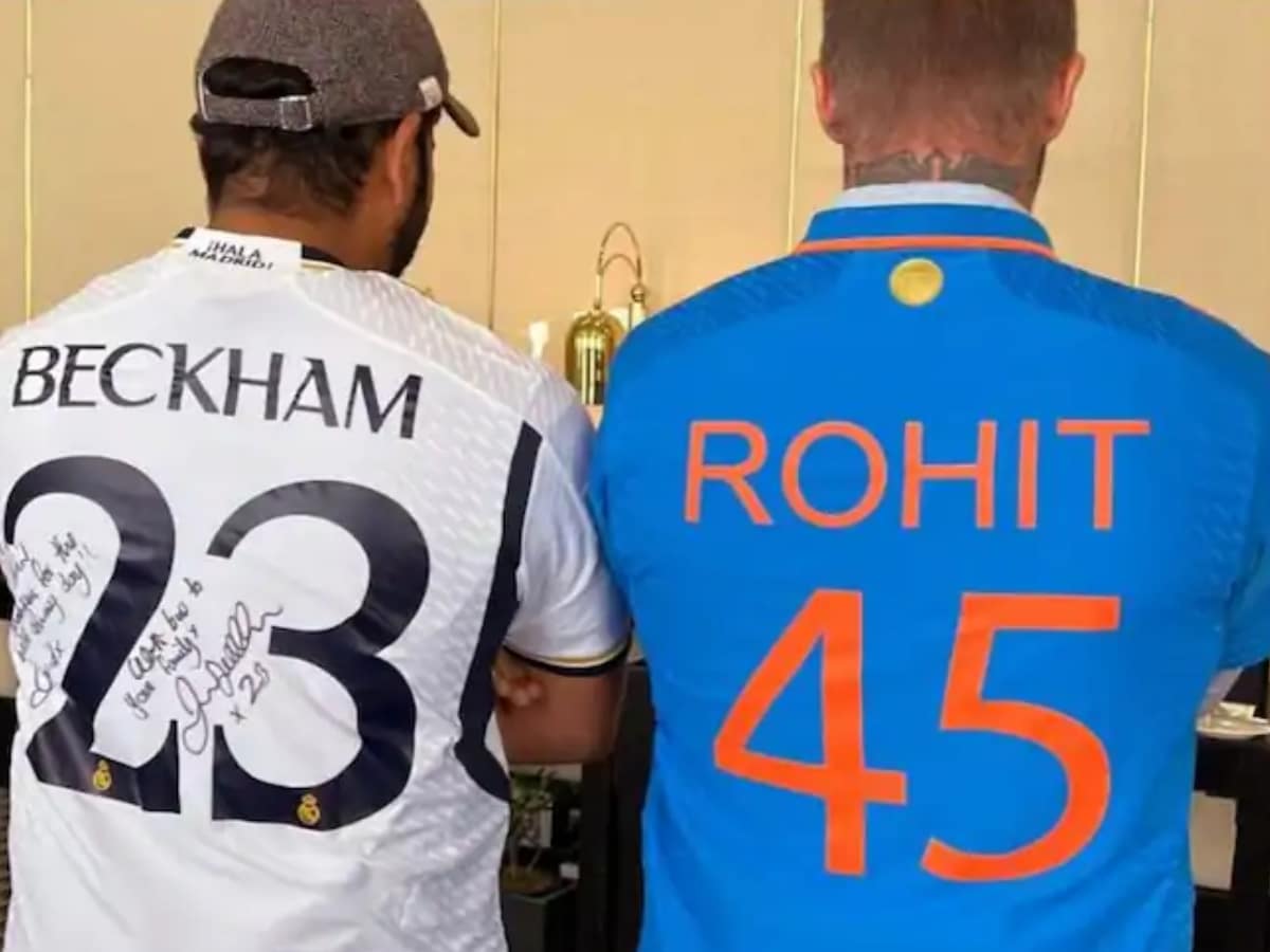 Rohit Sharma and David Beckham jersey swap