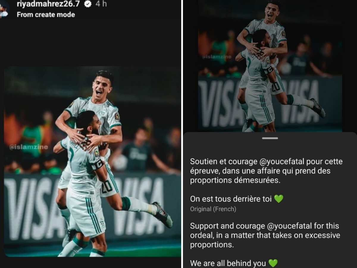 Screenshots from Riyad Mahrez's Instagram story for Youcef Atal