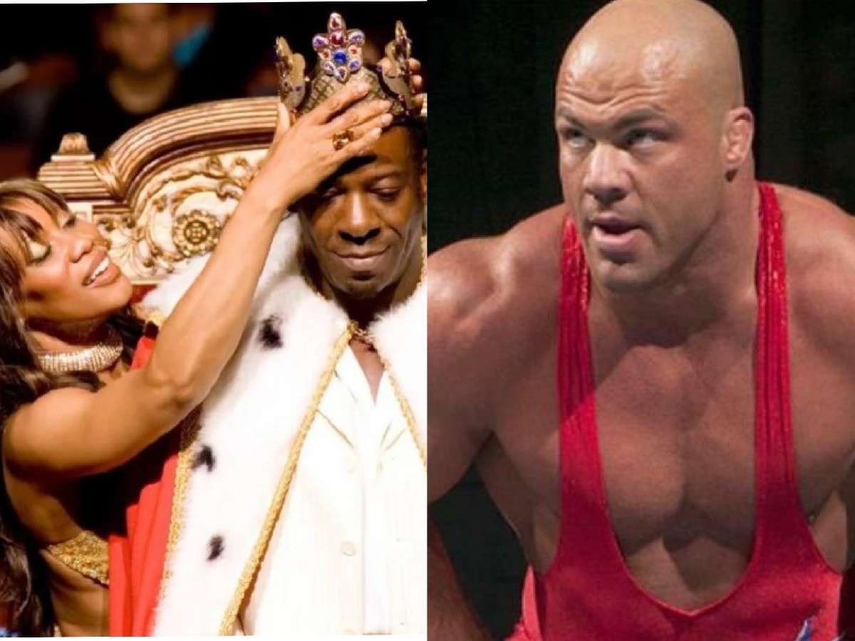 Sharmell, Booker T and Kurt Angle