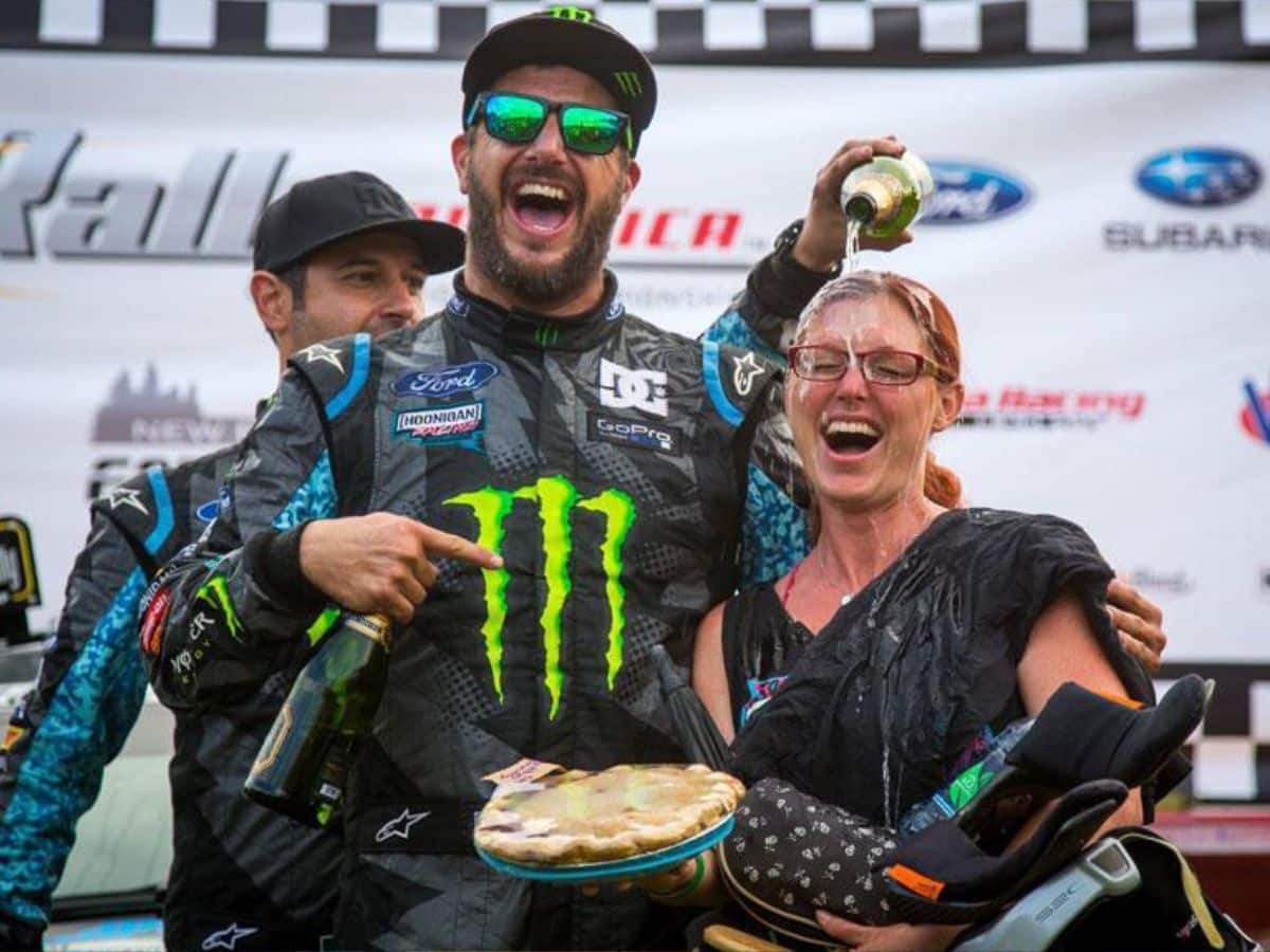 Lucy and Ken Block at Ken's Rally win