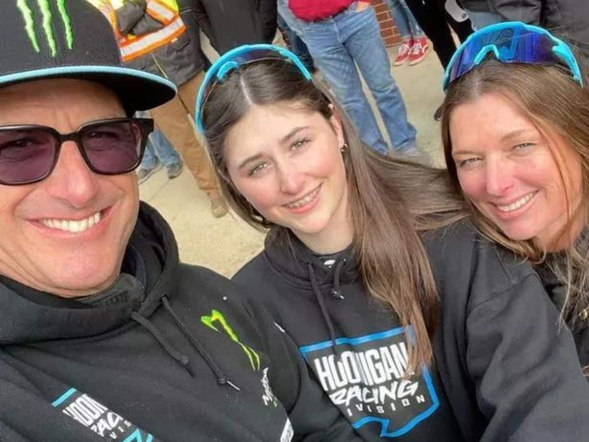 Ken Block and Lucy Block take a selfie with their daughter, Lia Block