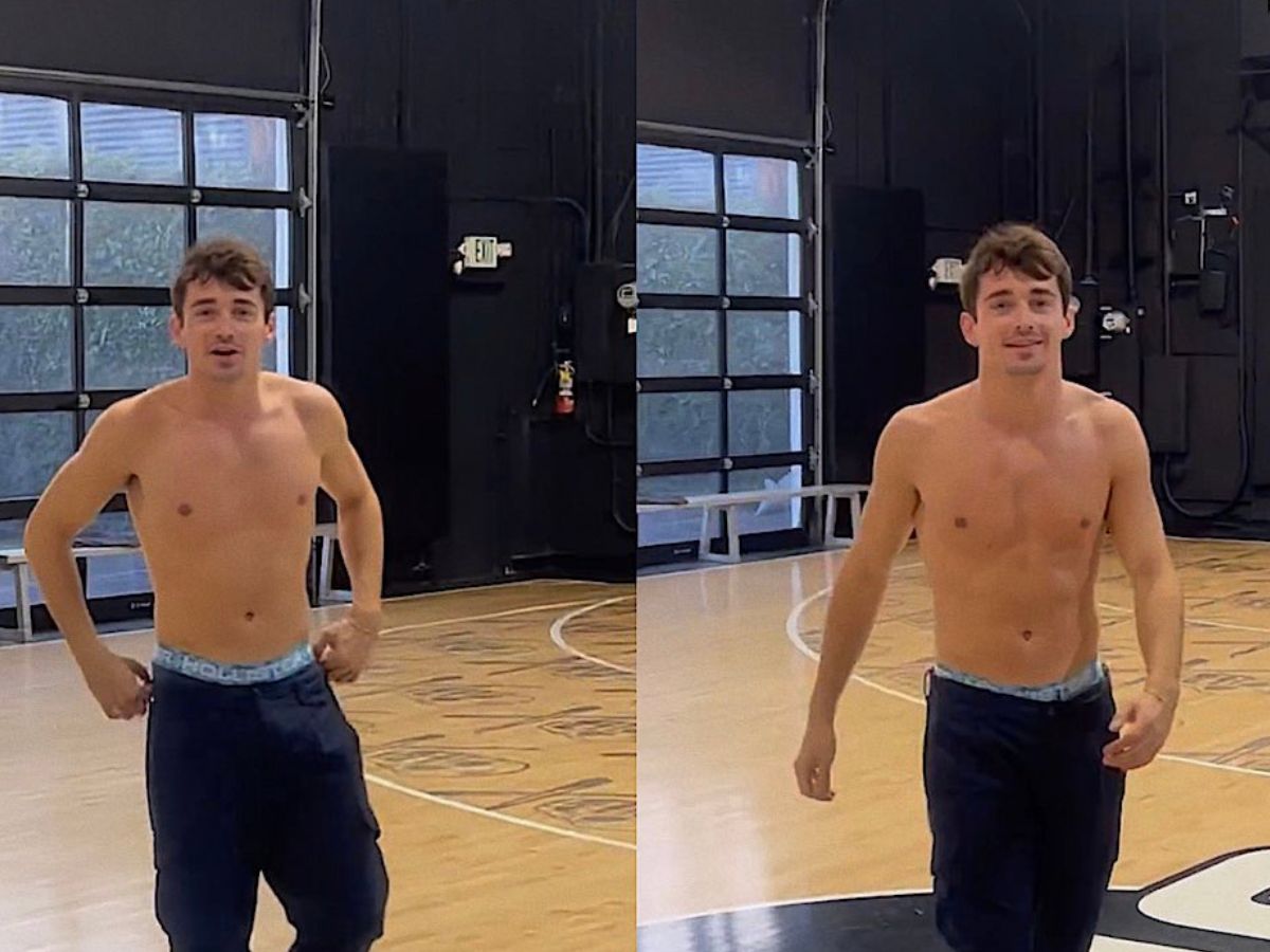 WATCH: “Building his reputation as girls’ dinner” – Fans react as Charles Leclerc shows off his BARE torso while playing basketball ahead of Las Vegas GP