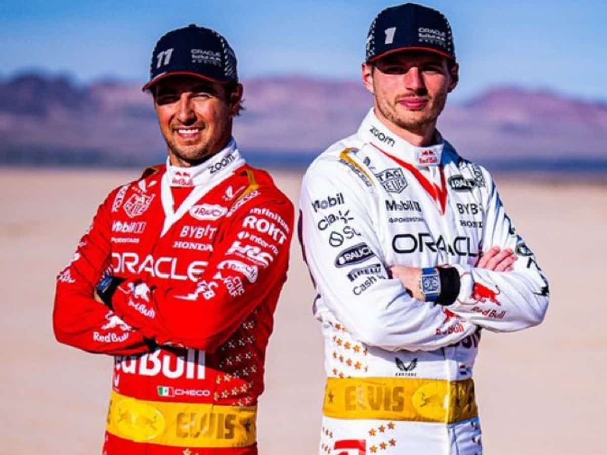 “Perez secretly sending his application for Ferrari” – Fans react to Red Bull’s Elvis Presley-themed Las Vegas GP suits that almost look like Scuderia copy