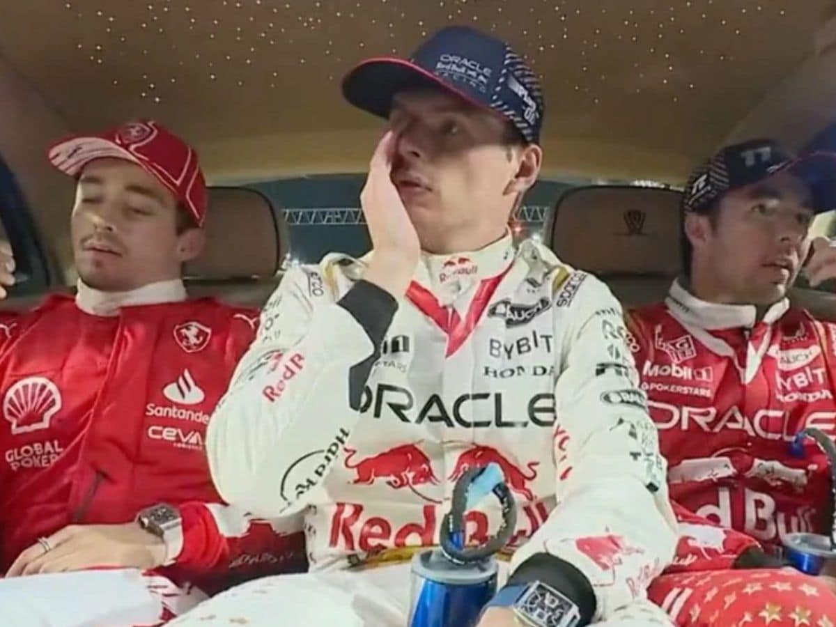 Charles Leclerc, Max Verstappen and Sergio Perez in the cooldown car (via SkySportsF1).