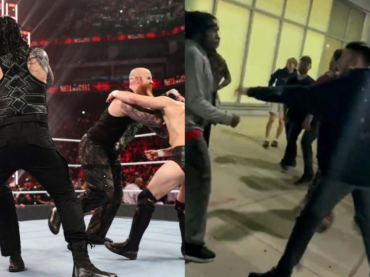 “Literally knocked his a** out”- Social media goes cr*zy as intense WWE tag team-style 2-on-2 brawl erupts on the sidewalk 