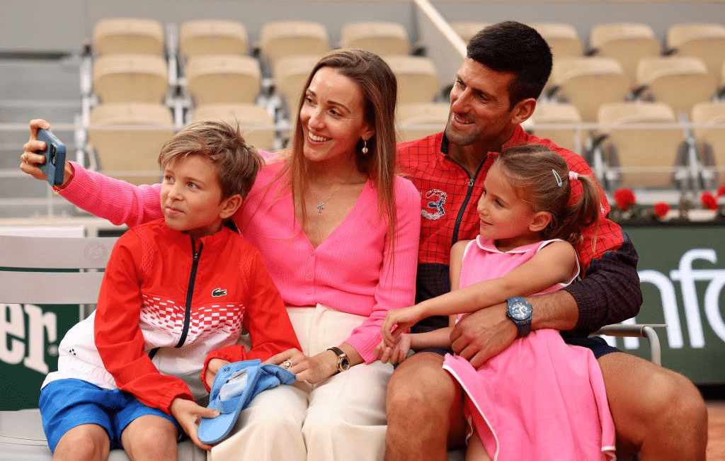 Novak Djokovic with his wife, Jelena and kids 