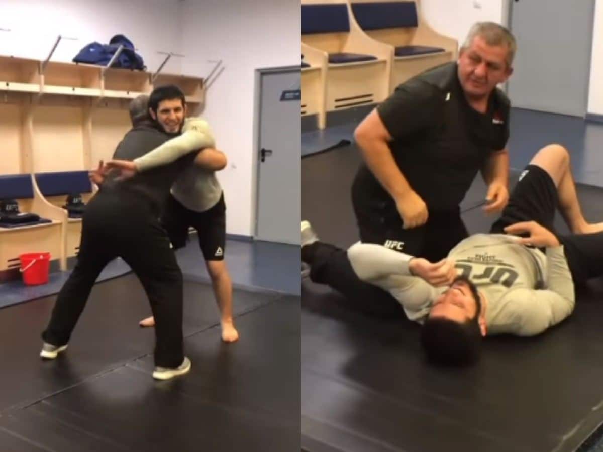 WATCH: Khabib Nurmagomedov shares RARE video of late father taking down Islam Makhachev