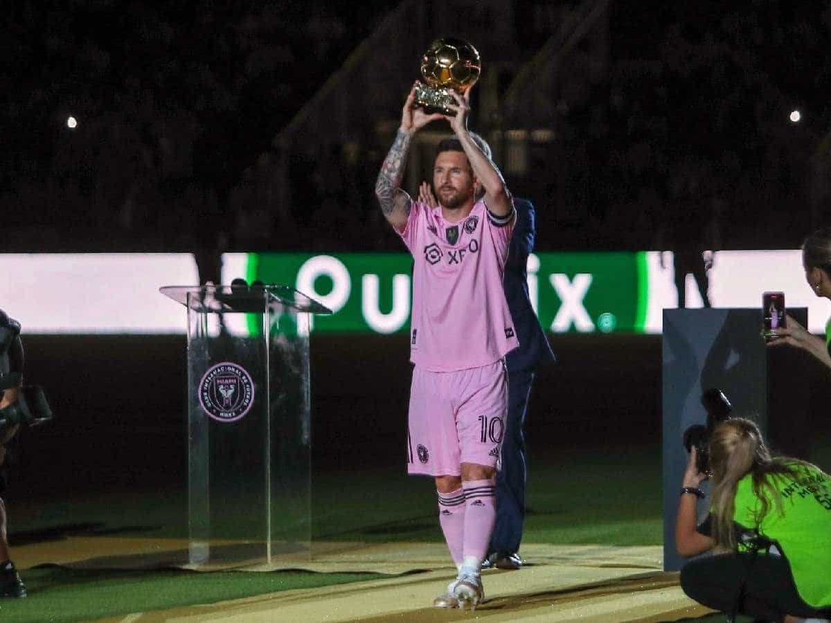 WATCH: Lionel Messi presents his Ballon d’Or to Inter Miami fans in GRAND ceremony