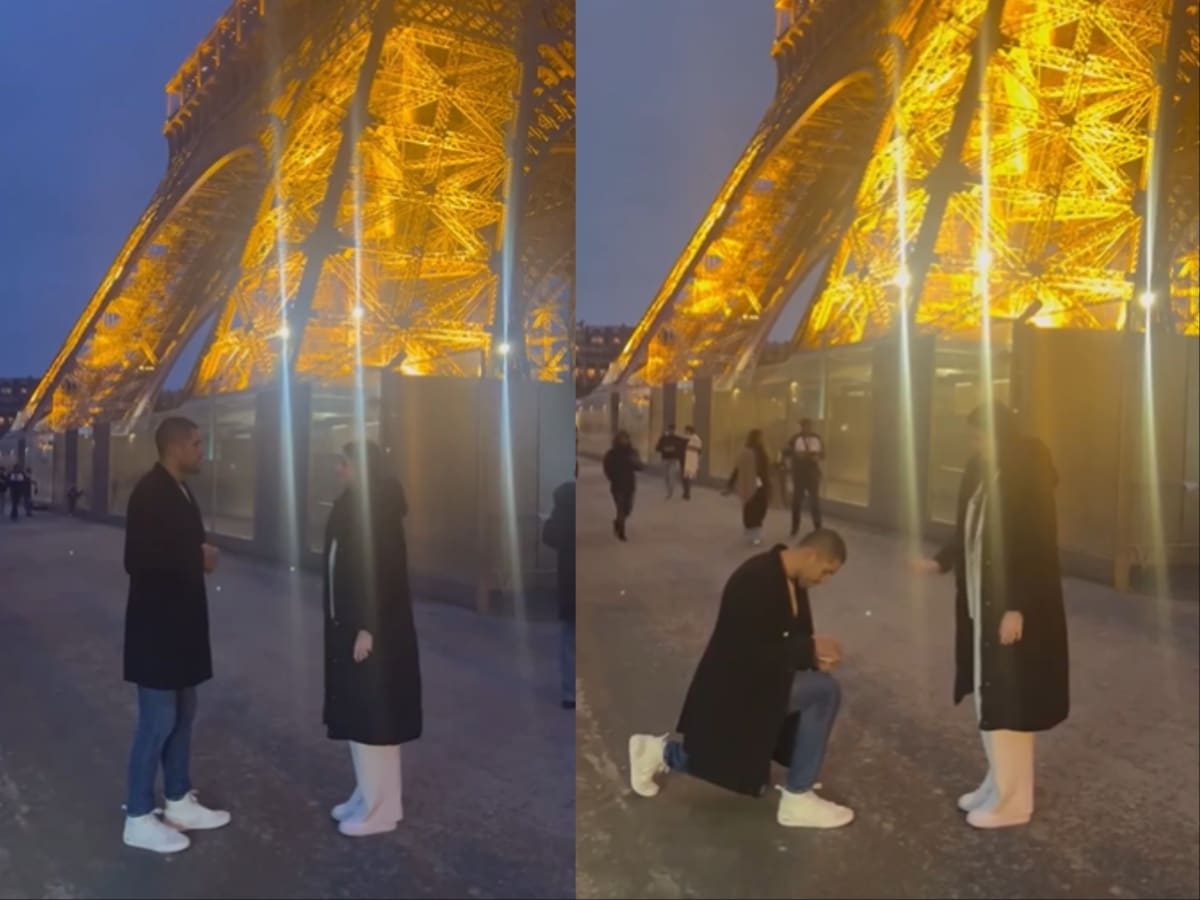 WATCH: “Did he just prank her?” – UFC star Alex Pereira ALMOST proposes to girlfriend in Paris; fans react