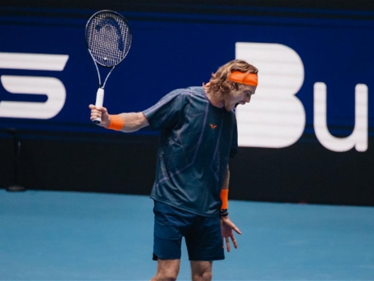 Andrey Rublev lashes out at the match officials during the first semis of the UTS.