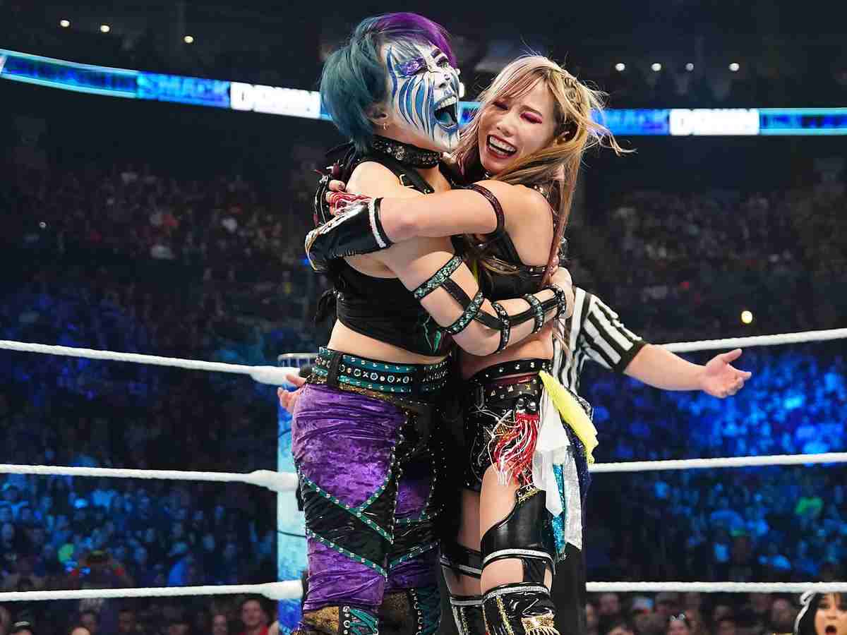 Asuka celebrating heel turn with Kairi Sane